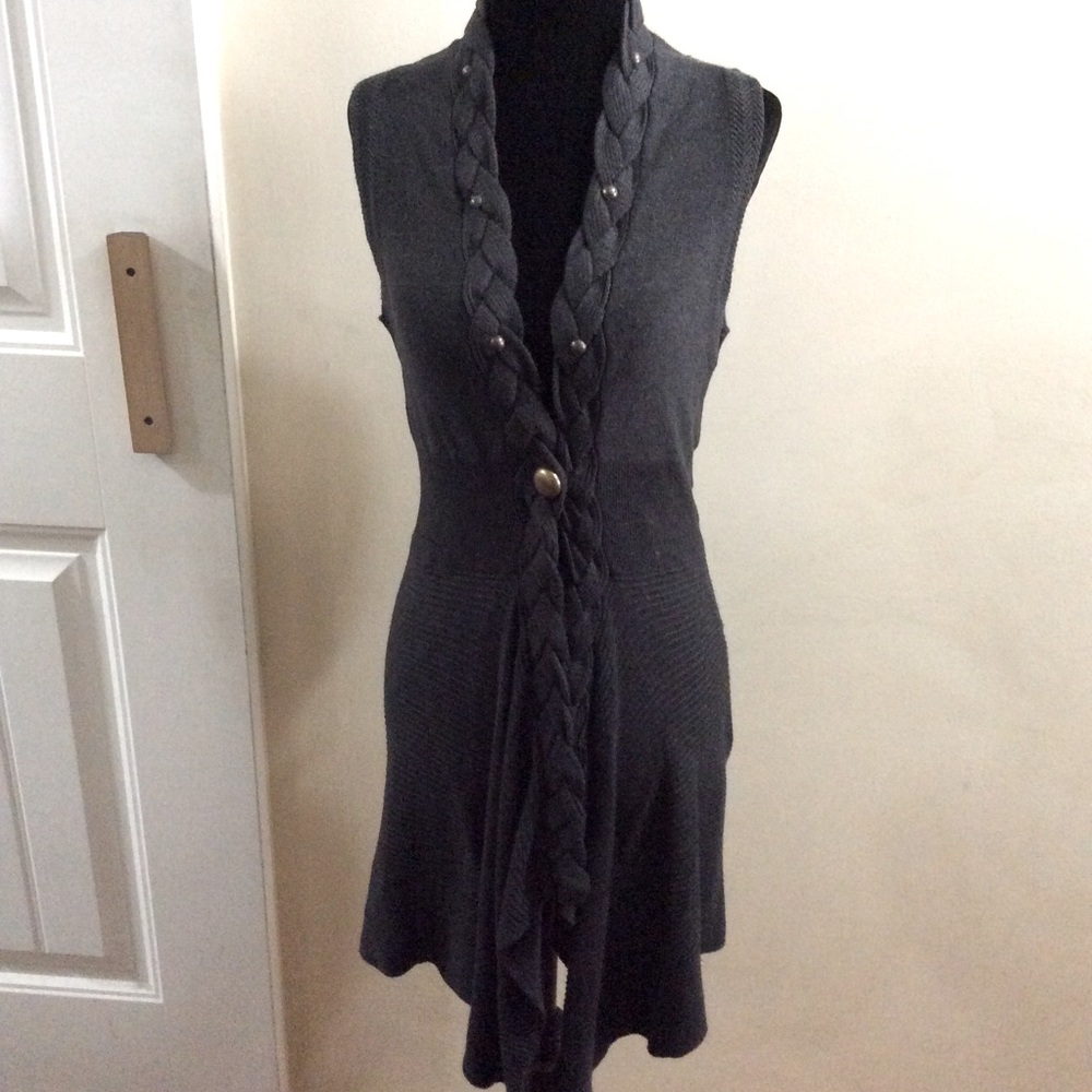 DEX charcoal grey brass button cardigan